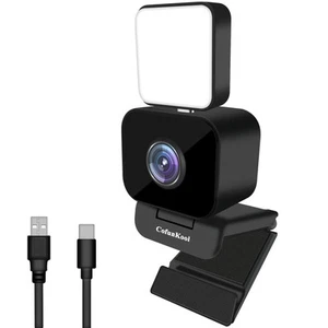 USB Webcam for PC Laptop with Microphone and Light Full HD 1080P 120° Wide Angle - Photo 1/7
