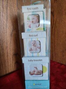 1716. NEW PEARHEAD LITTLE KEEPSAKE SET BABY BOY FIRST TOOTH, FIRST CURL BRACELET