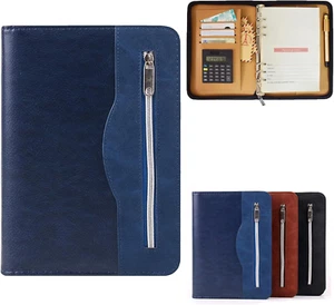 Marte Vanci A5 Padfolio with Calculator PU Leather Business Portfolio Zippered C - Picture 1 of 12