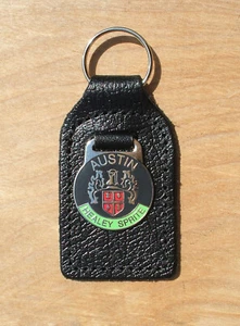 AUSTIN HEALEY SPRITE CLASSIC CAR KEY RING, BLACK LEATHER FOB. - Picture 1 of 1