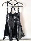 PVC dress - black,  strappy with buckles.  Size L  12/14