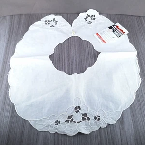 Vintage Shanghai Hand Embroidered Drawn Work Cotton Collar Collectible Accessory - Picture 1 of 7