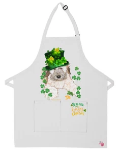 Wheaten Terrier Saint Patrick's Day Apron Two Pocket Bib Apron with Adj Neck - Picture 1 of 1