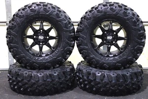 MAVERICK X3 28" CARNIVORE RADIAL ATV TIRE & 14" HD6 BLK WHEEL KIT CAN10K - Picture 1 of 7