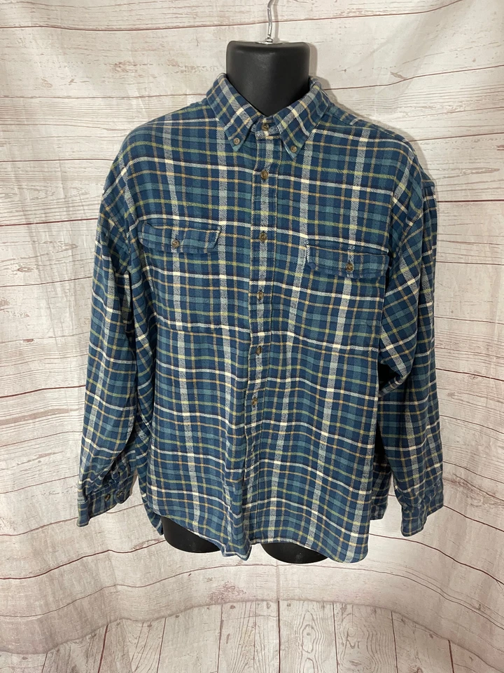 Camisa informal High Sierra para hombre azul a cuadros 100 % algodón con botones talla L Foto 1 de 4