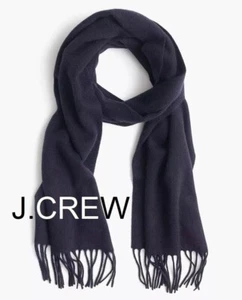 Sciarpa cashmere J.CREW blu navy massello marmitta scura pura 100% regalo nuova con etichette - Foto 1 di 6
