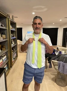 Men’s HERMES PARIS Chartreuse H tie owned by Reza Farahan On Shahs Of Sunset - Picture 1 of 8