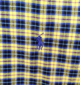 RALPH LAUREN YELLOW PLAID (BLUE & RED) FLANNEL L/S SHIRT LARGE - Picture 1 of 4