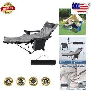 4-Position Reclining Camping Chair with Footrest & Cooler Bag - 265 lbs Capacity - Picture 1 of 11