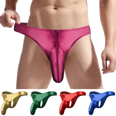 Men Wetlook Shiny Satin Glossy Panties Swimming Trunks Knicker Briefs Underwear/ - Image 1 of 4