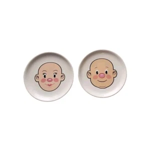 Fred Plays With His Food Face Plates (Set of 2) 8” Ceramic - Picture 1 of 7