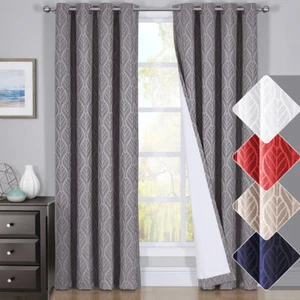 HILTON Window Treatment Thermal Insulated Grommet Blackout Curtains /Drapes PAIR - Picture 1 of 19