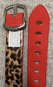 VTG 90s Betsey Johnson Orange Animal Print Reversible Belt M Plastic - Picture 1 of 9