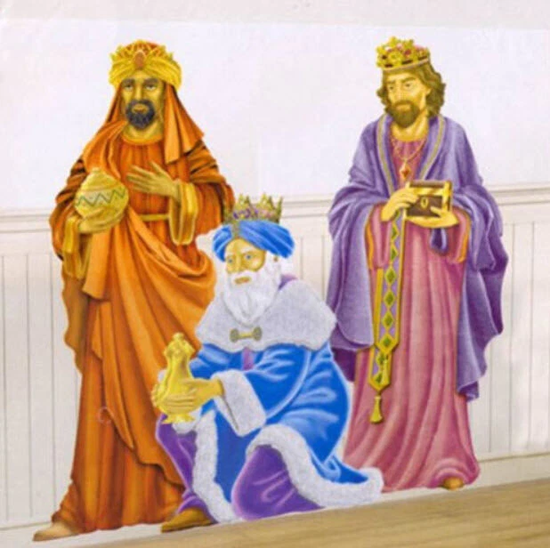 CHRISTMAS NATIVITY Scene Sette religious holiday backdrop holy WISE MEN kings - Image 1 of 1