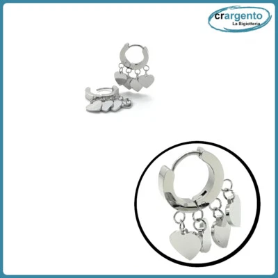 orecchini cuore colore argento a cerchio pendenti da donna con cuori piccoli per - Immagine 1 di 4