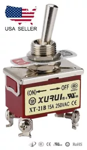 INTERRUTTORE A LEVETTA MOMENTANEO HEAVY DUTY DPST (ON)-OFF - TERMINALI A VITE (21BF) - Foto 1 di 1