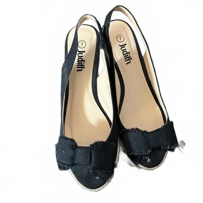 Cuñas de alpargata Judith negras con detalle de lazo - talla 7 Foto 1 de 4