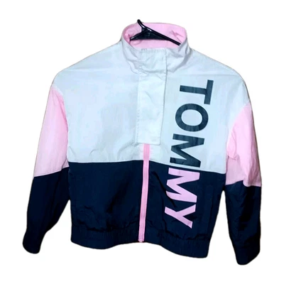 Tommy Hilfiger Niñas Chaqueta Cortavientos 6-7 Rosa Azul Colorblock Atlético Activo Foto 1 de 4