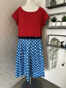 Lindy Bop red blue polka dot swing dress size 24 - Picture 1 of 6