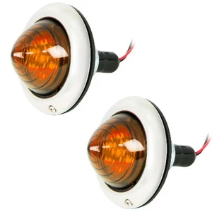 (2) Custom Baby Bullet Tail Lights - Park/Turn/Clearance - Amber/Amber - Hot Rat - Picture 1 of 5