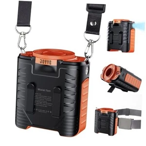 Portable Waist Fan Clip On Wearable Belt Personal Fan 8000mAh Black Orange - Picture 1 of 8