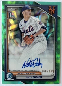 2024 Bowman Draft Nate Dohm Chrome Auto #’d /199 Aqua Lava Refractor 1st #CPA-ND - Picture 1 of 4