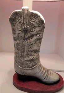Western Cowgirl Boot White/Grayish Lamp No Lampshade Just Lamp VERY PRETTY  - Picture 1 of 4