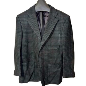 J. Giacca blazer Crew vintage tartan a quadri 100% lana blu navy verde taglia L - Foto 1 di 5