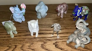 Elephant Figurine Collectibles ~ Lot of 8 From 2" to 3 1/4” Tall - Picture 1 of 1