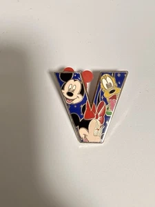 DISNEY PIN Trading Pin Alphabet Letter V Mickey Minnie Pluto Donald 2011 - Picture 1 of 6