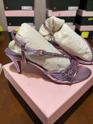 Sandalias de tacón alto Kate Spade Makenna adornadas con cristal rosa tallas 7,7,5,8,9 Foto 1 de 4