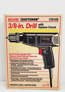 Sears Craftsman Trapano 3/8 Pollici 10145 Con Mandrino Senza Chiave - Nuovo - Foto 1 di 7