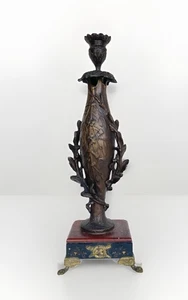 Art Nouveau Antique Bronze Candlestick Holder Cherry Tree 16-3/4" Tall - Picture 1 of 8
