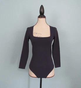 Size: S FREE PEOPLE Navy Blue Bodysuit Long Sleeve Square neckline Women Fitted - Picture 1 of 11