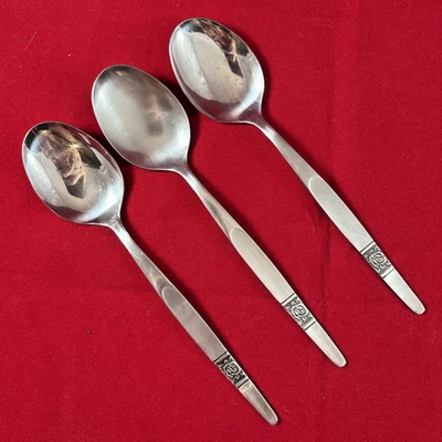 Amefa Cuchara Ovalada Cena AFS6 Rosa Única Holanda Lote de 3 Inoxidable 7 3/4" Foto 1 de 4