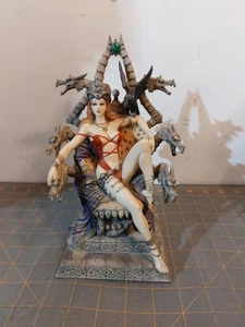 SLAYER QUEEN Throne of Possess Myths Legends Guardian Of Sword Sculpture Dragon - Picture 1 of 11