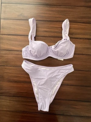 ¡¡NUEVO CON ETIQUETAS!! Top de bikini para mujer Cupshe púrpura brillante y parte inferior de cintura alta talla pequeña Foto 1 de 4