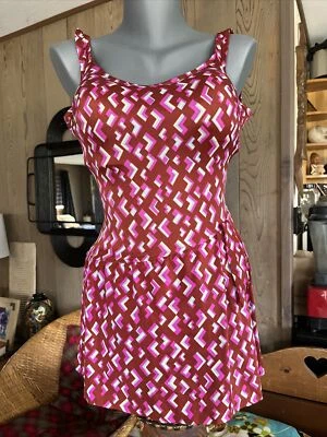 Maiô estilo geométrico 1960 peça única Rose Marie Reid 1522 LOTE NO11 tamanho 14 - Imagem 1 de 4