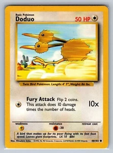 Doduo 048/102 Base Set Unlimited HP Common 1999 Vintage Pokemon TCG - Picture 1 of 2