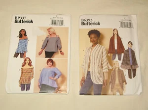 Butterick 2-Lot BP337 B6393 Sewing Patterns Misses Tops & Wraps Sz XS-Sm-Med - Picture 1 of 9