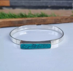 Natural Turquoise Bangle & Bracelet, 925 Sterling Silver Beautiful Gift Bangles - Picture 1 of 7