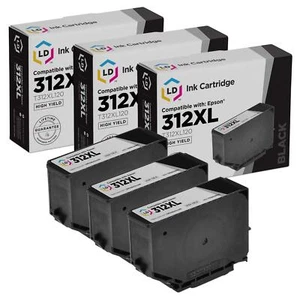 LD Replacement for Epson 312XL T312XL120 HY Black Ink 3PK for XP-15000, XP-8500 - Picture 1 of 9