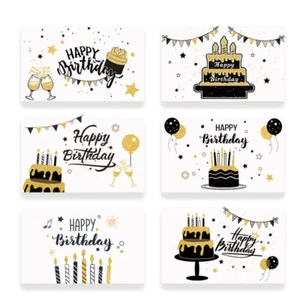 Juego de 6 tarjetas de felicitación de cumpleaños dorado creativo manuscrito tarjeta de regalo para niños - Imagen 1 de 5