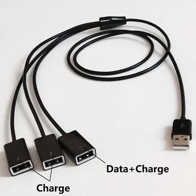 1M 3FT 3 in 1 USB 2.0 A Male to 3 USB Female Jack Data Sync Charging Cable - Image 1 of 4