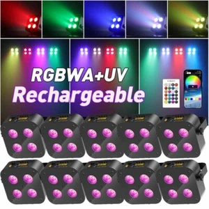 Rechargeable 4LED RGBA+UV Battery Par Stage Light DMX APP Party DJ Show Wireless - Bild 1 von 24