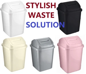 New 5L Bathroom Bin Swing Top Dust Bin Plastic Waste Paper Basket Office Kitchen - Picture 1 of 23