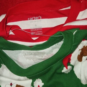 Carters Schlafanzug Größe 6 schwarz Weihnachtsmann 2-teilig 2 Sets. Weihnachtsmann & Streifen. Rutschfest. Neu - Bild 1 von 9