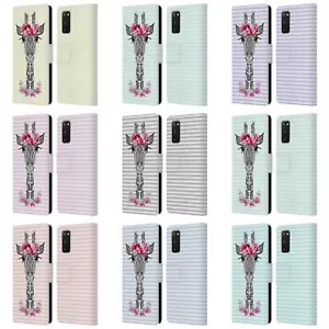 MONIKA STRIGEL FLOWER GIRAFFE AND STRIPES LEATHER BOOK CASE FOR SAMSUNG PHONES 1 - Picture 1 of 15