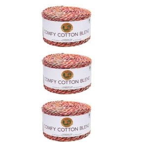 Lion Brand Yarn Comfy Cotton Blend Yarn, Enchanting Embers 756-701, Bundle of 3 - Picture 1 of 1