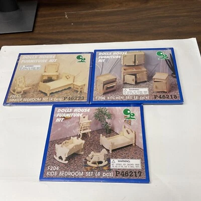 Lote de kits hágalo usted mismo de muebles de madera para casa de muñecas =/ensamblar dormitorio cocina sala niños Foto 1 de 4